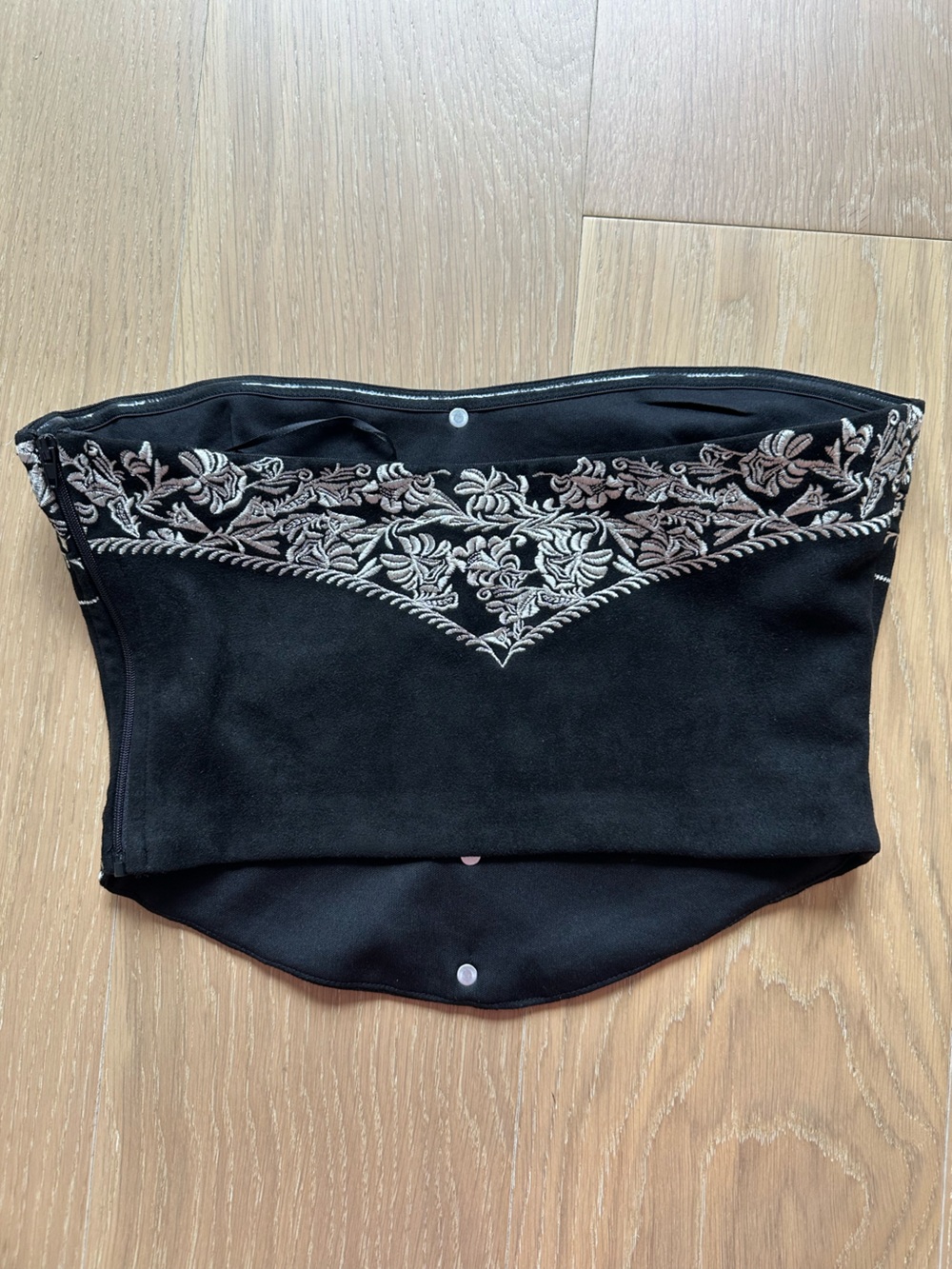 Women’s Embroidered Black Corset Bustier Desert Western Cowgirl Nashville Top - Picture 4 of 11